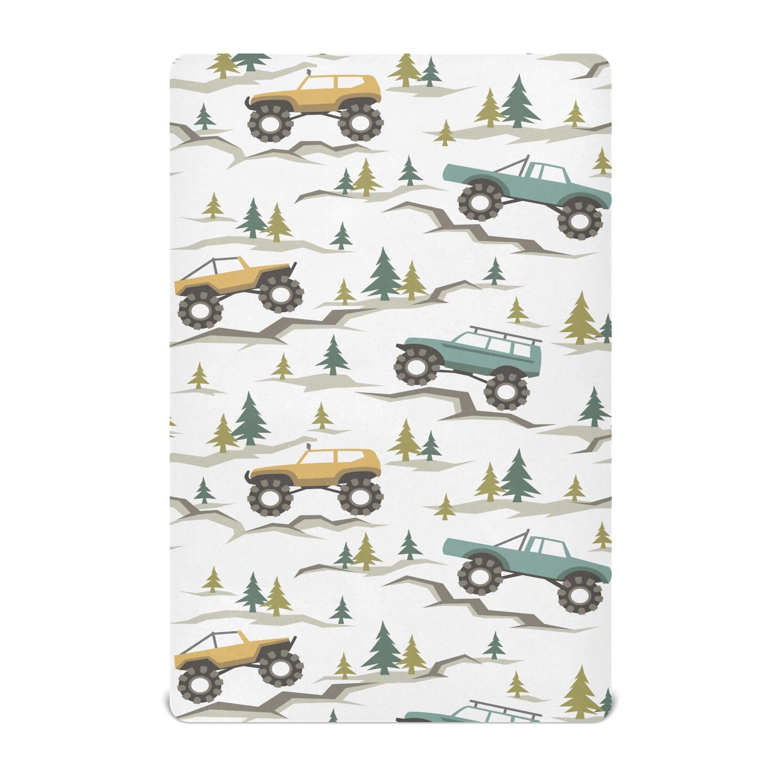 Crib Sheets for Boys Girl Off Road Cars Breathable Mini Crib Mattress Sheets Fitted,Toddler Baby Sheets for Crib Mattress 39 * 27 * 5In