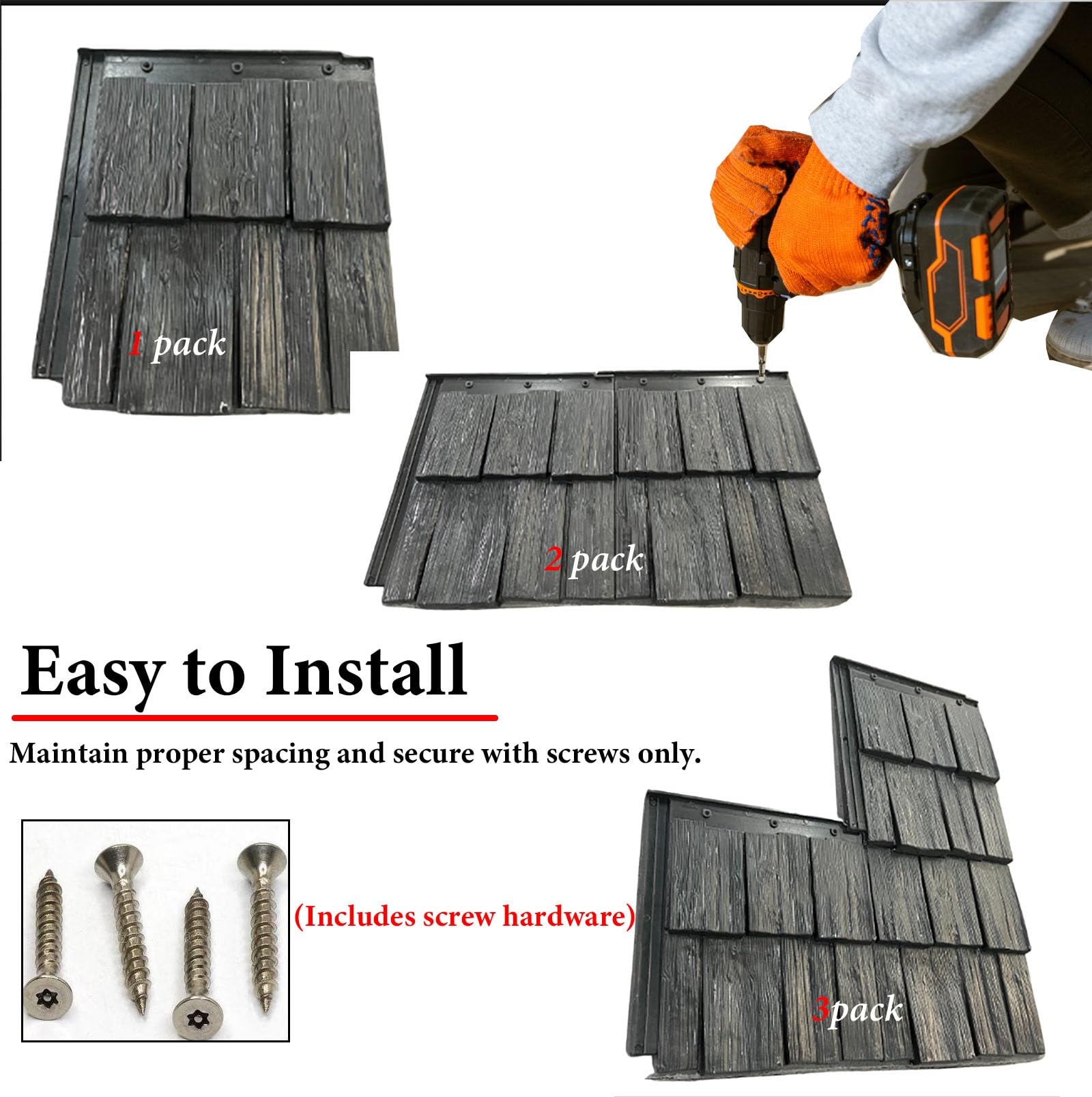 Tejas de tejas para techos al aire libre, tejas de madera compuesta de gran superficie, reparación y decoración de techos, instalación flexible de bricolaje, paquete de 15
