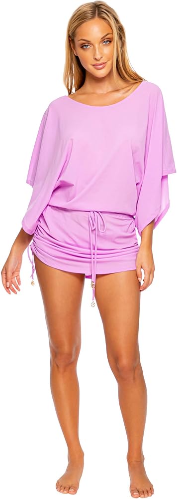 princess polly baby blue dress Luli Fama Women's Cosita Buena South Beach Dress Cover Up - purple