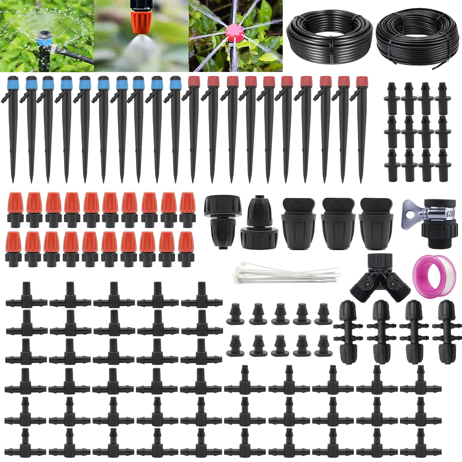 240-Ft Drip Irrigation Kit Automatic Garden Watering Plant System Kit, Greenhouse Irrigation Kit, Patio Sprinkler System for Outdoor Raised Bed Plants with 1/2in,1/4in Hose