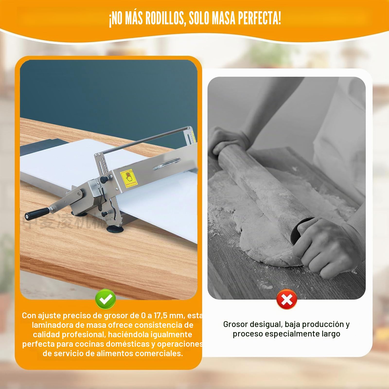 Máquina Manivela Laminadora de Masa - Laminadora de Fondant para Glaseado, Mazapán y Hojaldre | Máquina de Fondant de Fácil Instalación para Hogar o Pequeña Cocina Comercial A300
