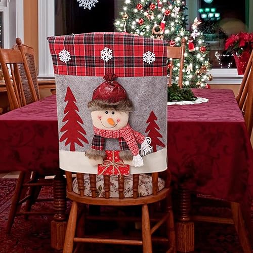 Miniatura 4 de Protector de cubierta trasera para silla de comedor de Papá Noel y renos navideños, adornos para decoración de interiores de Navidad, fiestas,