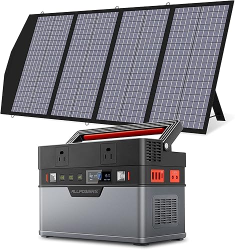 ALLPOWERS Estación de energía de 700 W con panel solar incluido, generador solar de 606 Wh con panel solar portátil de 18 V 140 W para campamento,