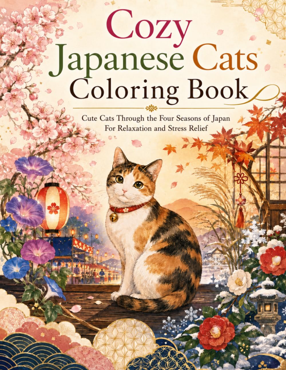 Cats Through the Japanese Seasons Coloring Book