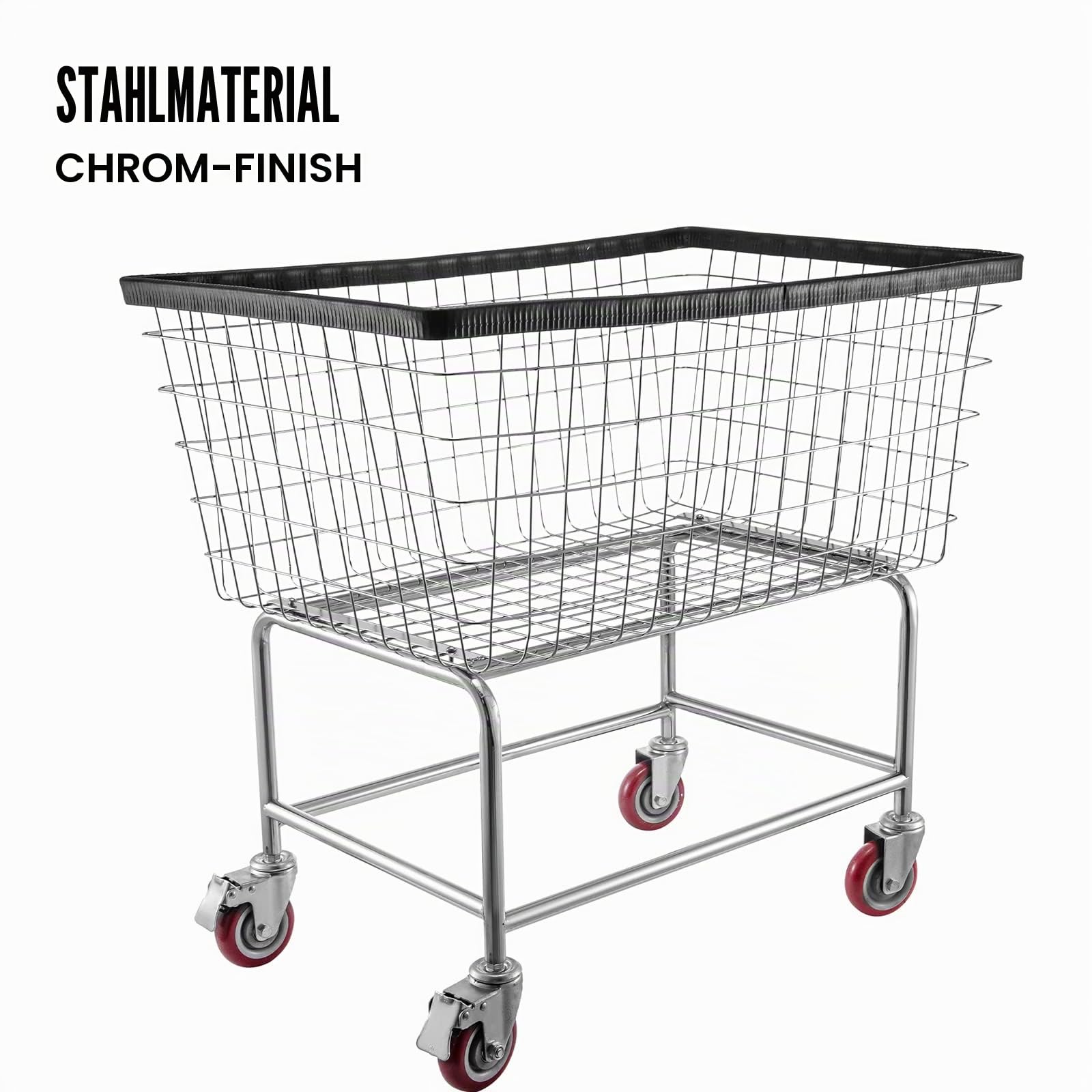 Draht VEVOR Wäschekorb 4,5 Scheffel Warenkorb mit Rädern, 26,4 x 15,7 x 26 Zoll, Stahlrahmen mit Chrom-Finish