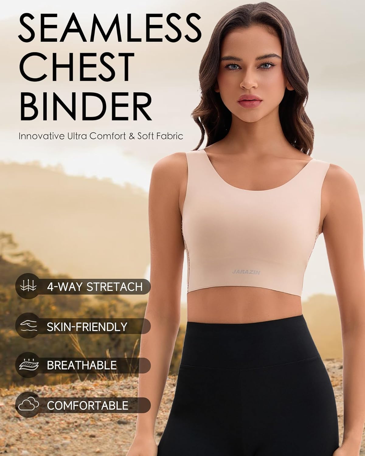 JARAZIN Seamless Chest Binder for Women FTM Transgender Pullover Breathable Half Binder Trans Comfortable Tank Top - Image 3