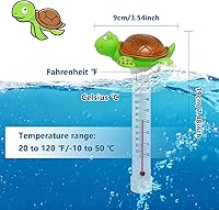 Vista 2 de Termómetro flotante para piscina, pantalla grande con cuerda fácil de leer, resistente a roturas, para piscinas al aire libre e interior, spas