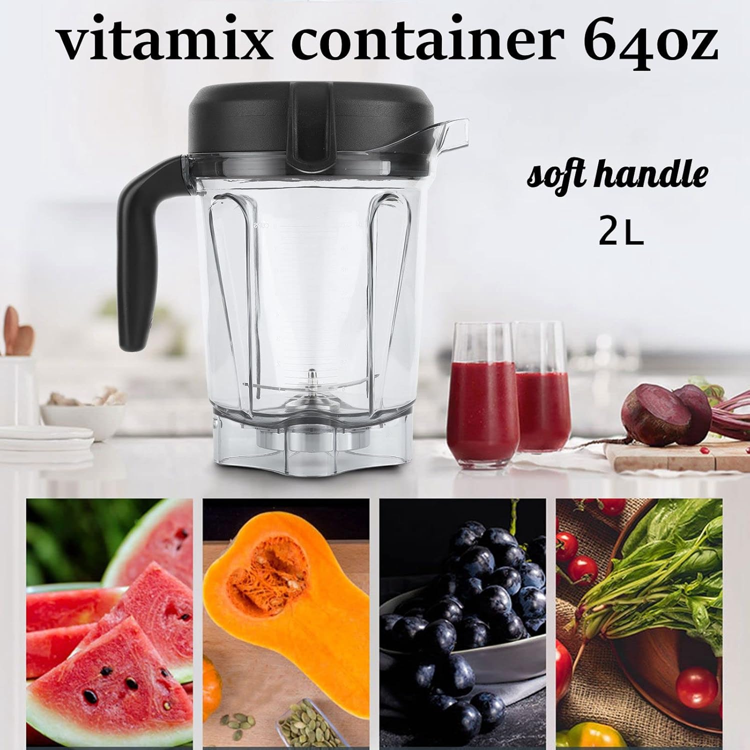 Transparent Blender Parts, Blender Accessories, Blender Cup, for G-Series Machines Non- 64 OZ Container with Blade and Lid Replacemen Low- fit for 5300