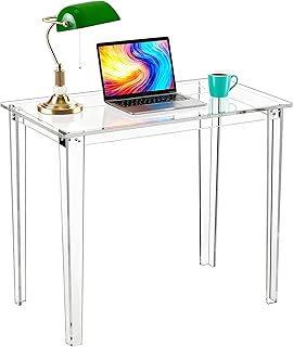 Acrylic Desk, Clear Modern Writing Table for Home Office (Clear, Small)
