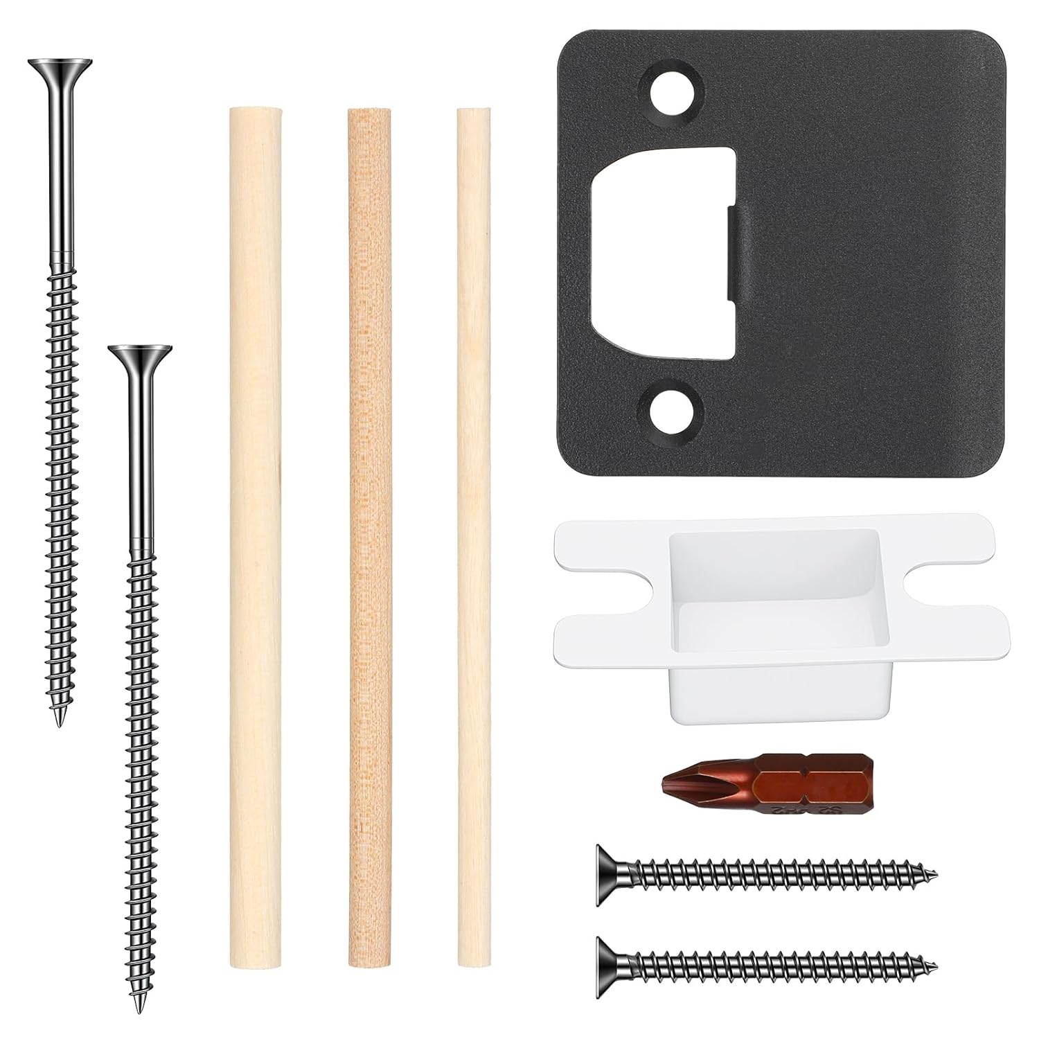 Extended Strike Plate, Heavy Duty Version with Reinforced Torx/Star Screws & Bit, Round Corner Extended Lip Strike Plate, Matte Black for Exterior/Interior Door, 2-1/4" x 2-1/4"