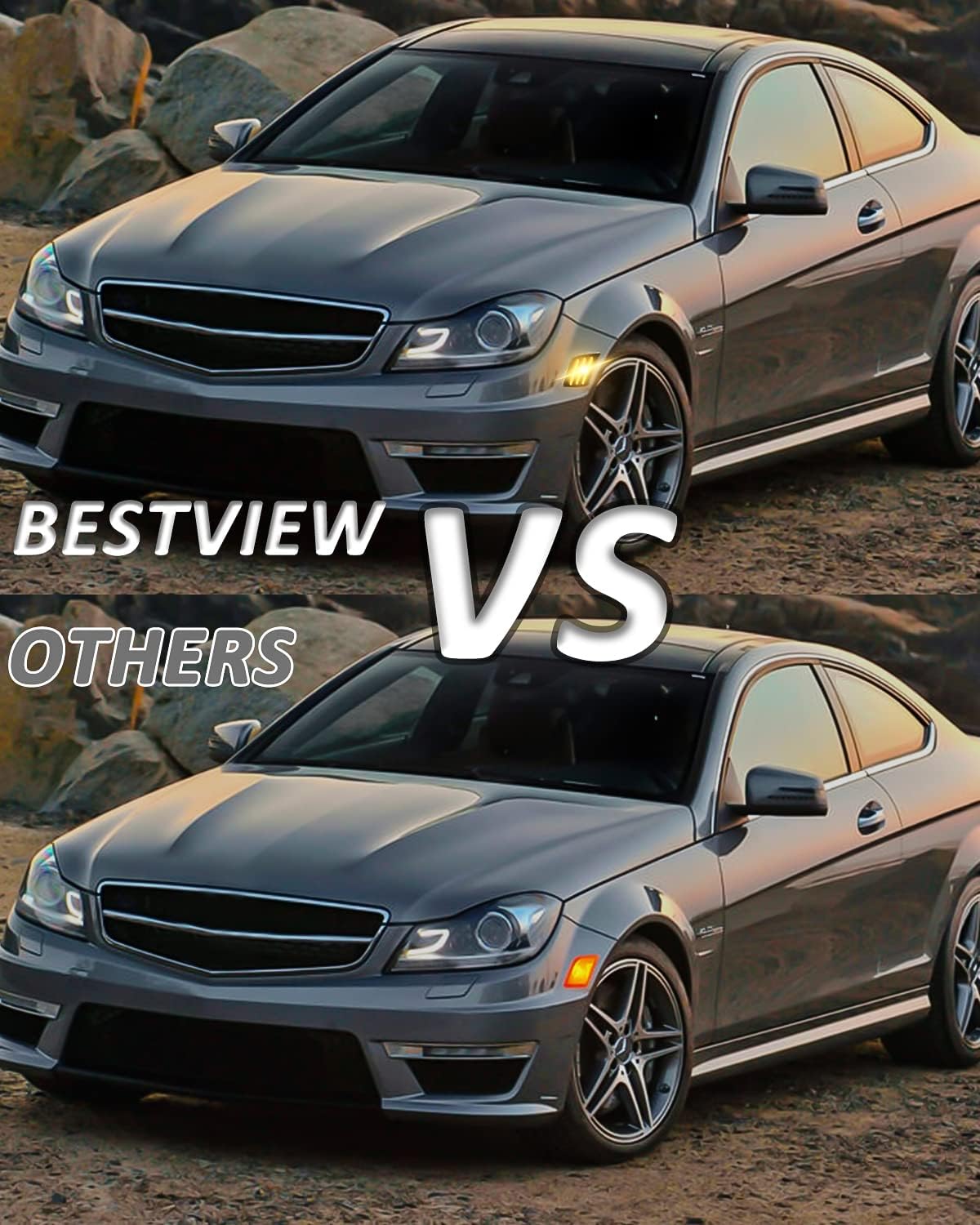 Bestview LED Side Marker Lights Compatible with 2008-2011 Mer'cedes Benz W204 C250 C300 C350 & 2008-2013 C63 AMG, Driver & Passenger Side, Smoked Len