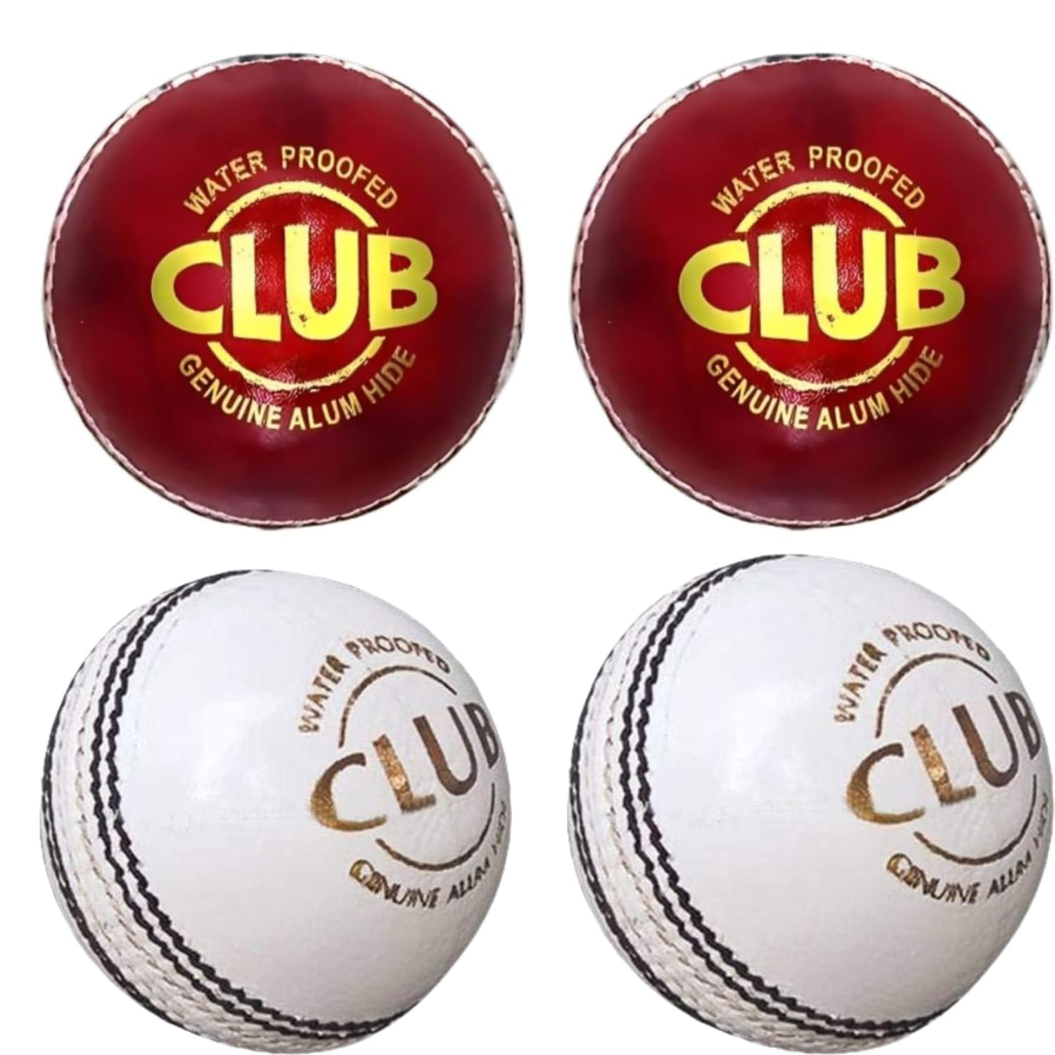 Gaurav Sports Sports Leather Club Cricket Ball for Sports and Practice | White & Red Color | |Standard Size| (RED&White (Pack of 4))