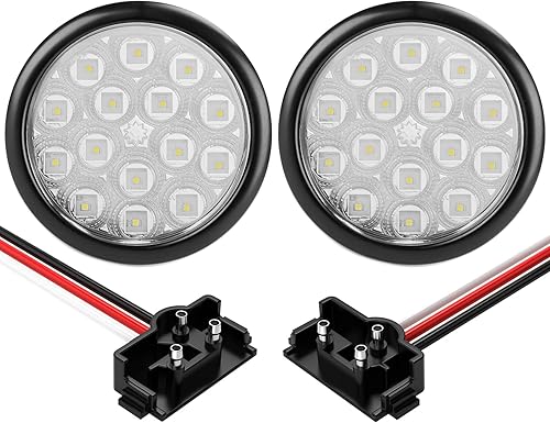 NBXPOW 2 luces LED de remolque de 4 pulgadas, luces traseras de freno con ojal y enchufe, lámparas de marcador de espacio lateral selladas al ras,