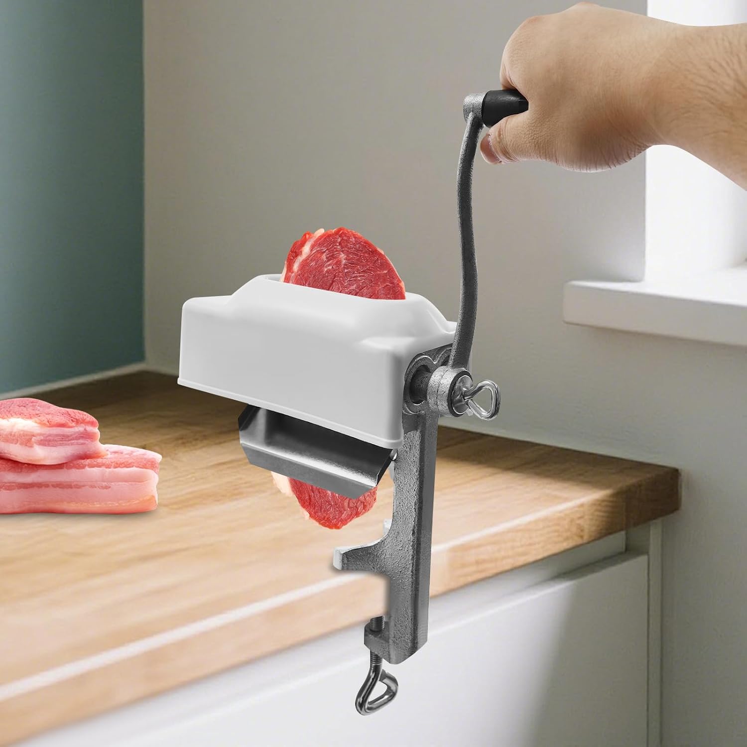 Ablandador de Carne Manual con Rodillo de Hierro Fundido