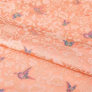 Satin Fabric,Satin Silk Fabric Beautiful Flower Cloud Brocade Elegant Colorful Song Dynasty Packaging Box Calligraphy Painting Framing Handmade Cheongsam Cloth 50X150cm(Pink)