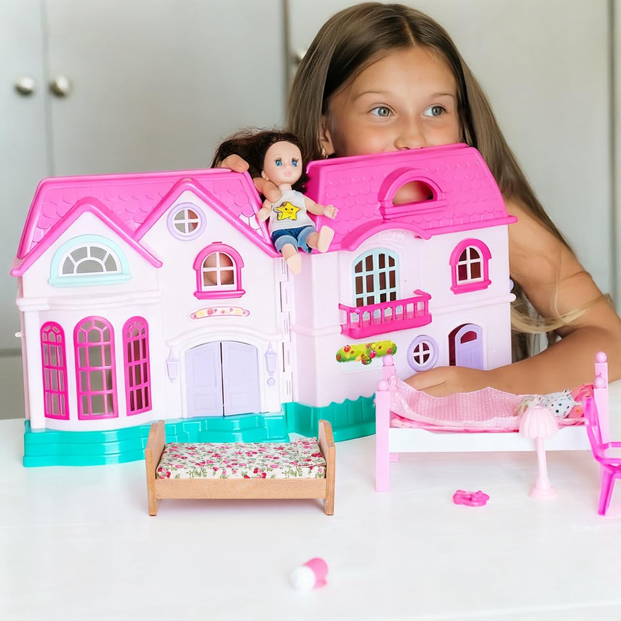 Healifty Puppenhaus Bett Holz Mini Puppen Holzmöbel Einzelbett Miniatur Möbel Modell Spielzeug 1: 12 Puppenhaus DIY Schlafzimmer Wohnzimmer Zubehör Mikrolandschaft Dekoration