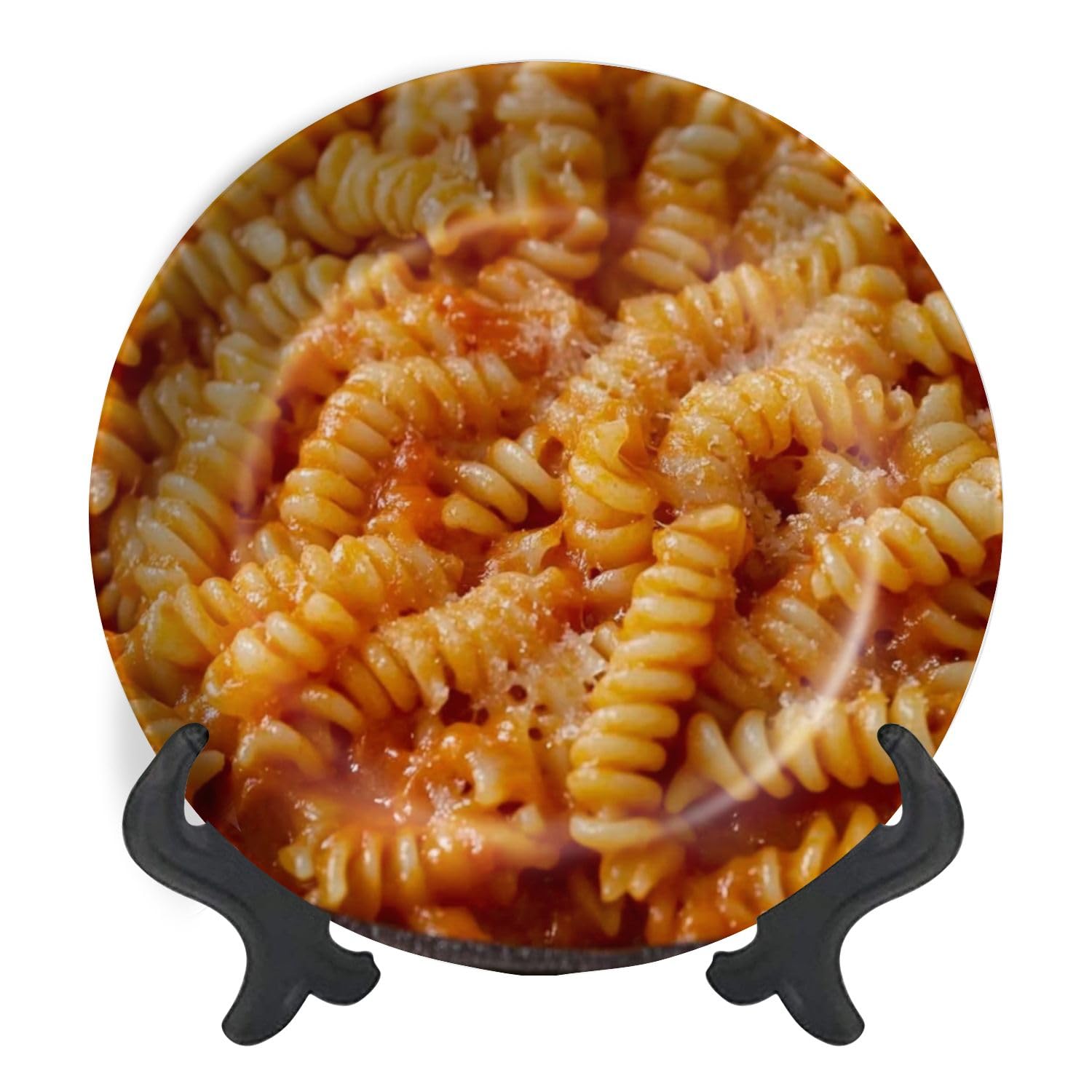 Decorative Plates for Display Rotini Pasta Roasted Tomato Garlic Sauce Garlic Bread Gift Plates Ceramic Collections Plates Hanging Artwork for Living Dining Room Kitchen Souvenir