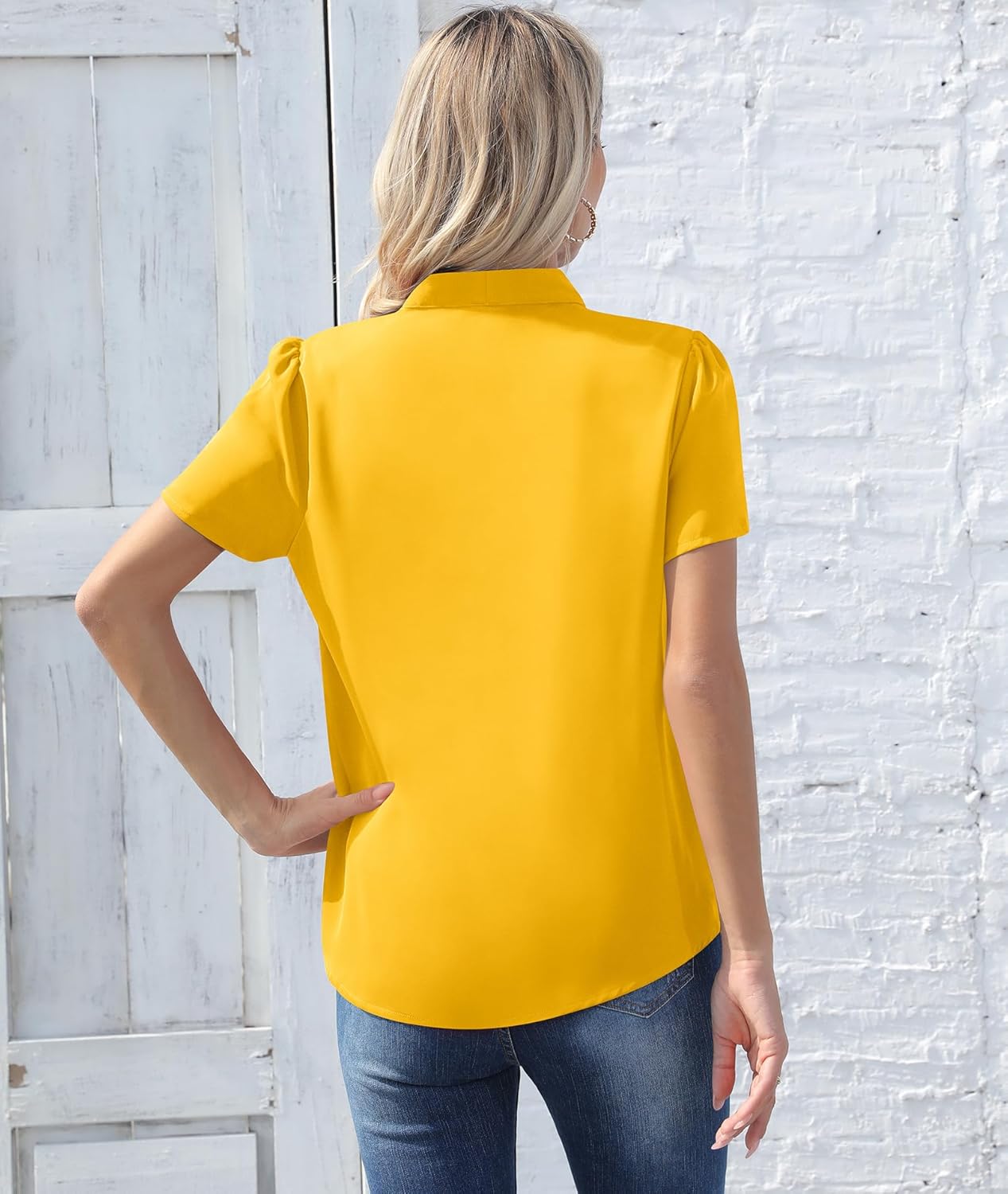 CZYINXIAN Womens Dressy Chiffon Blouse Business Work Casual Tie Neck Shirt Tops - Image 5