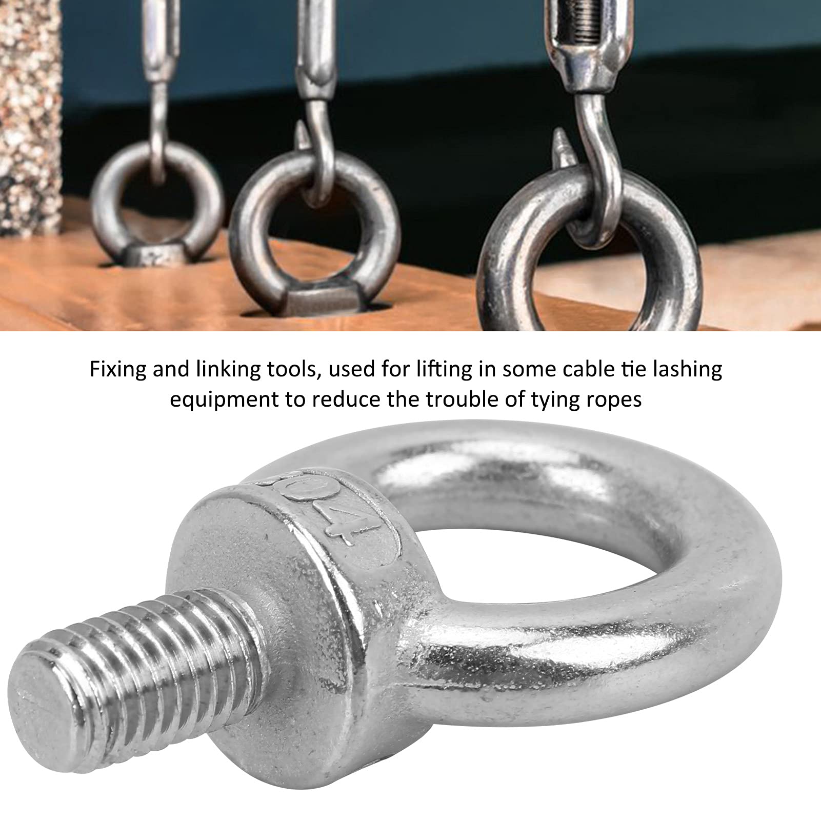 Golfari Di Sollevamento In Acciaio Inox 304 | M4-M24 | Per Applicazioni Marine E Industriali | Nero - 5 Pezzi - Foto 4