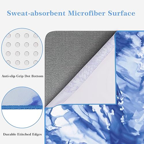 Miniatura 3 de Toalla de yoga caliente con bolsillos en las esquinas, 70 x 26 pulgadas, antideslizante y absorbente del sudor, manta de yoga de microfibra suave