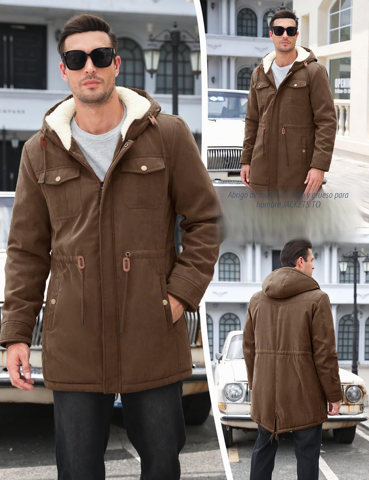 UMIPUBO Parka Abrigo Hombre Invierno Cremallera Chaqueta con Capuche Warm Forro Polar Parkas para Hombre Abrigo a Prueba de Viento