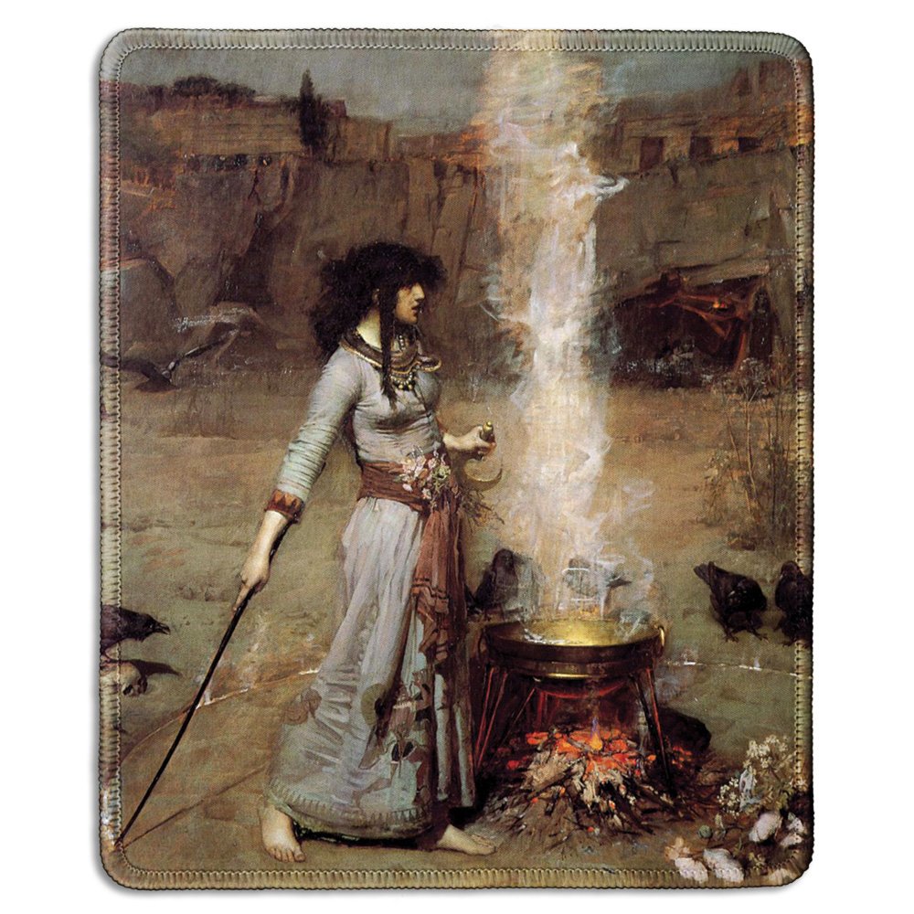 dealzEpic - Art Mousepad - Natural Rubber Mouse Pad with Famous Fine Art Painting of Magic Circle (The Witch) by John William Waterhouse - Stitched