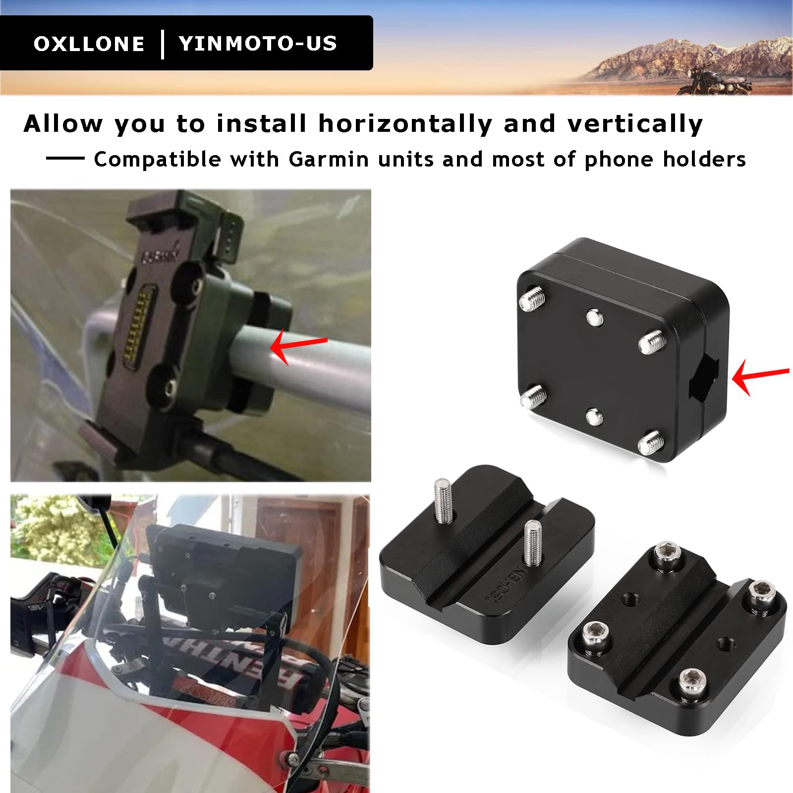 Soporte de navegación GPS para teléfono móvil de 12 mm/16 mm de diámetro para R1200GS LC ADV R1250GS S1000XR CRF1000L F800GS (negro)