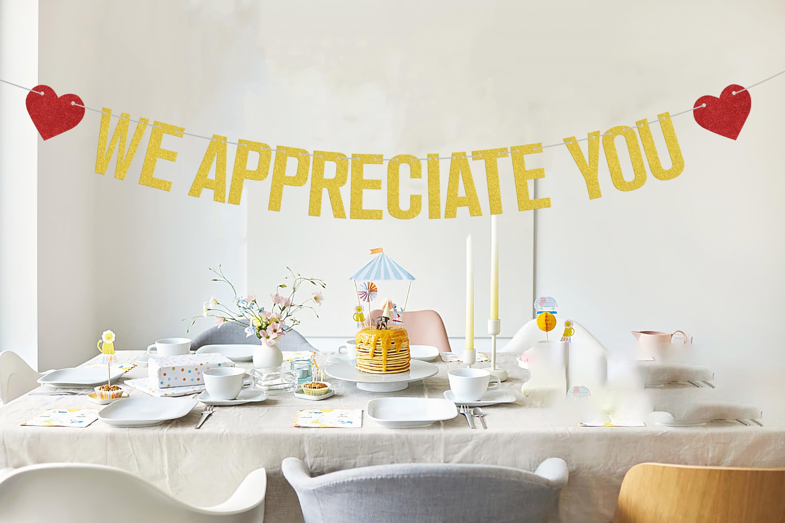 Dankes-Banner "We Appreciate You" | 180x110 Cm | Aus Polyester | Für Mitarbeiter, Lehrer, Ärzte | Party-Deko Innen & Außen