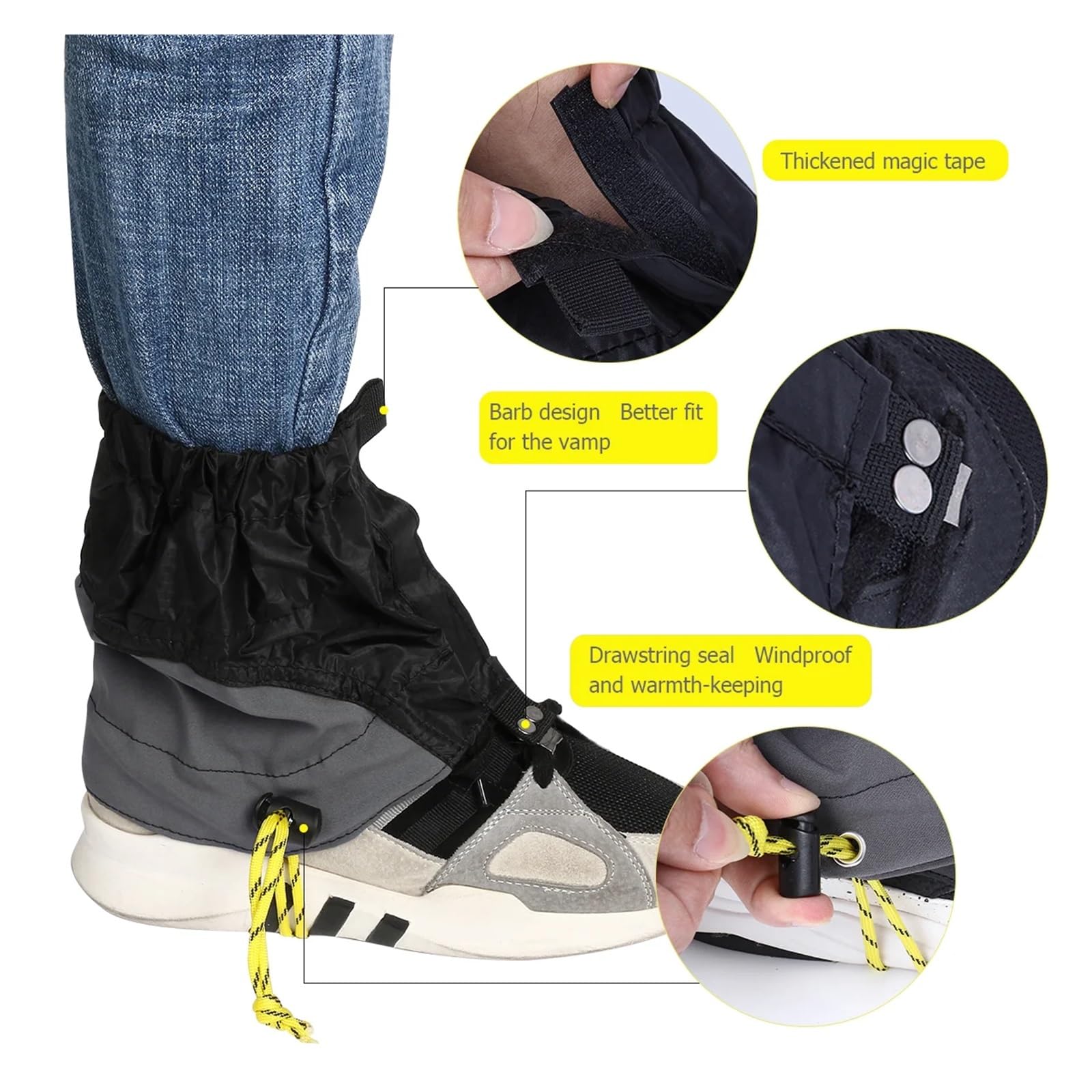 Guêtres élastiques imperméables, couvre-chaussures, guêtres de randonnée, camping, neige, chevilles, jambières