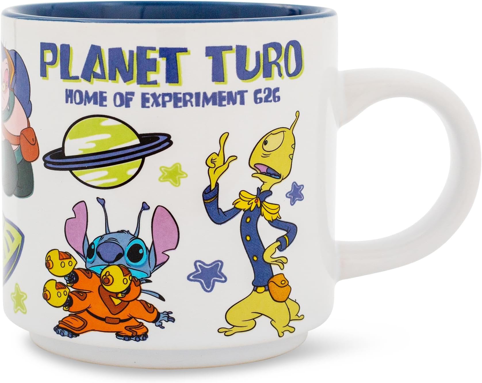 Disney Lilo & Stitch Planet Turo Single Stackable Ceramic Mug | Coffee Cup For Tea, Espresso, Cocoa | Holds 13 Ounces