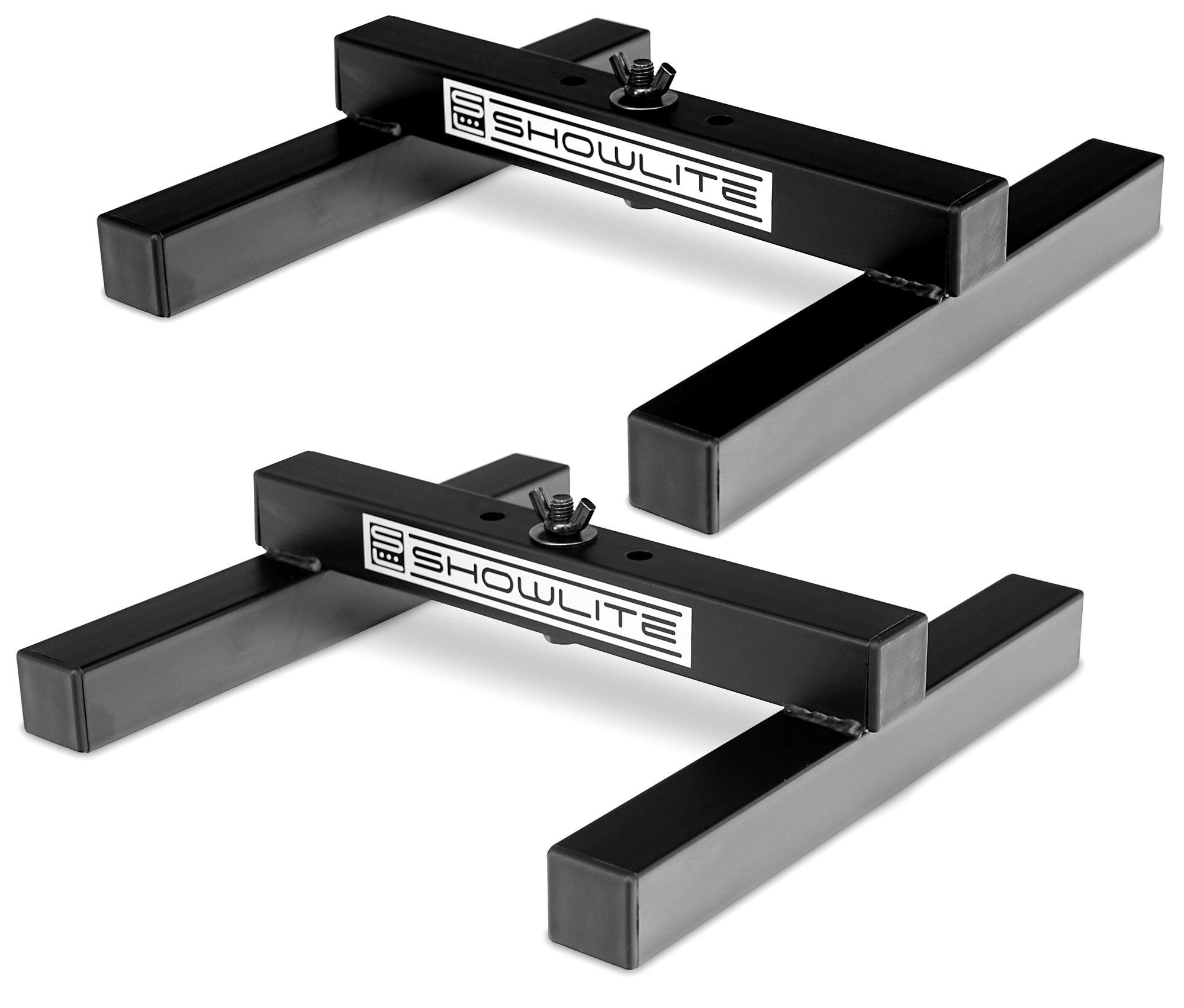 Set da 2 Supporti da Terra Showlite FLS-10 PAR (Supporti da terra per posizionare faretti, base 26 x 25,5 cm, altezza 6 cm, struttura robusta, impilabili) Nero