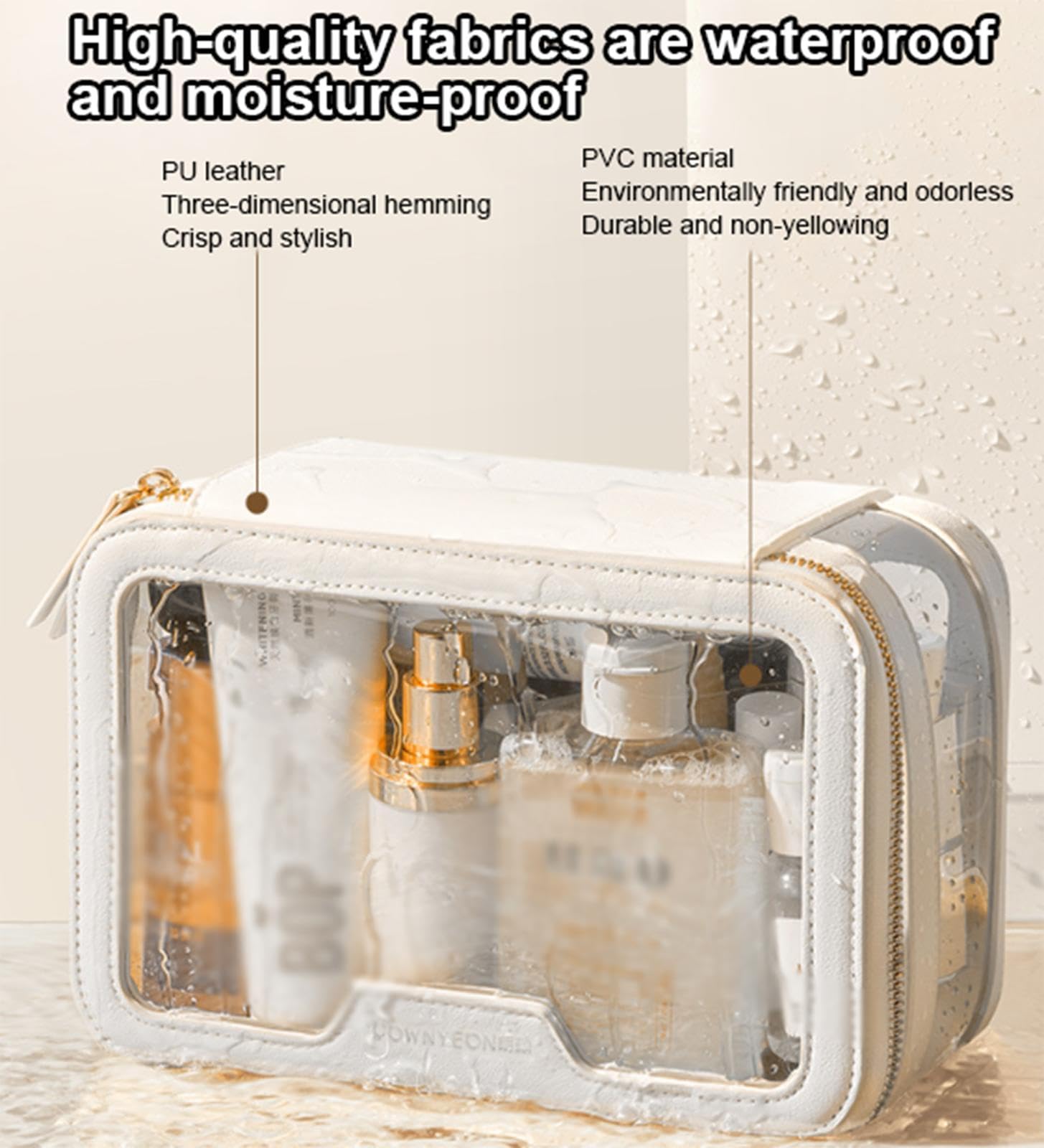 Bolsa de Maquillaje Transparente, Bolsas de cosméticos de Viaje para Mujeres, Bolsa de cosméticos portátil, Bolsa de Almacenamiento Transparente Impermeable para Organizador de artículos de