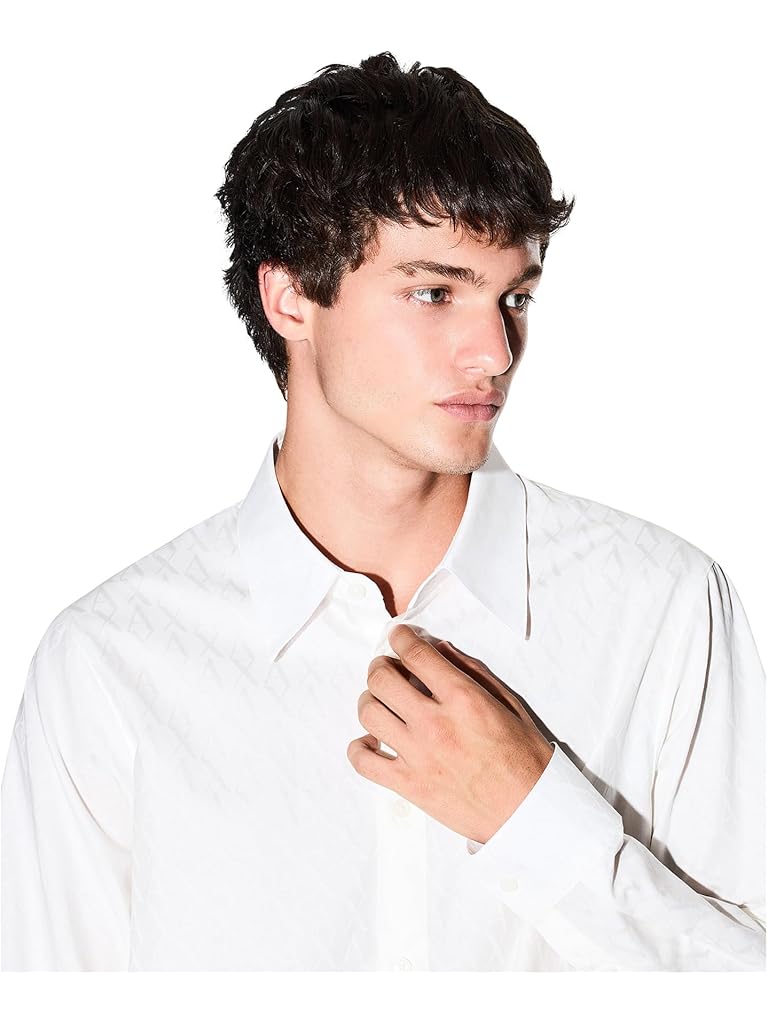 Pewter Armani Exchange Cotton Jacquard Button Down