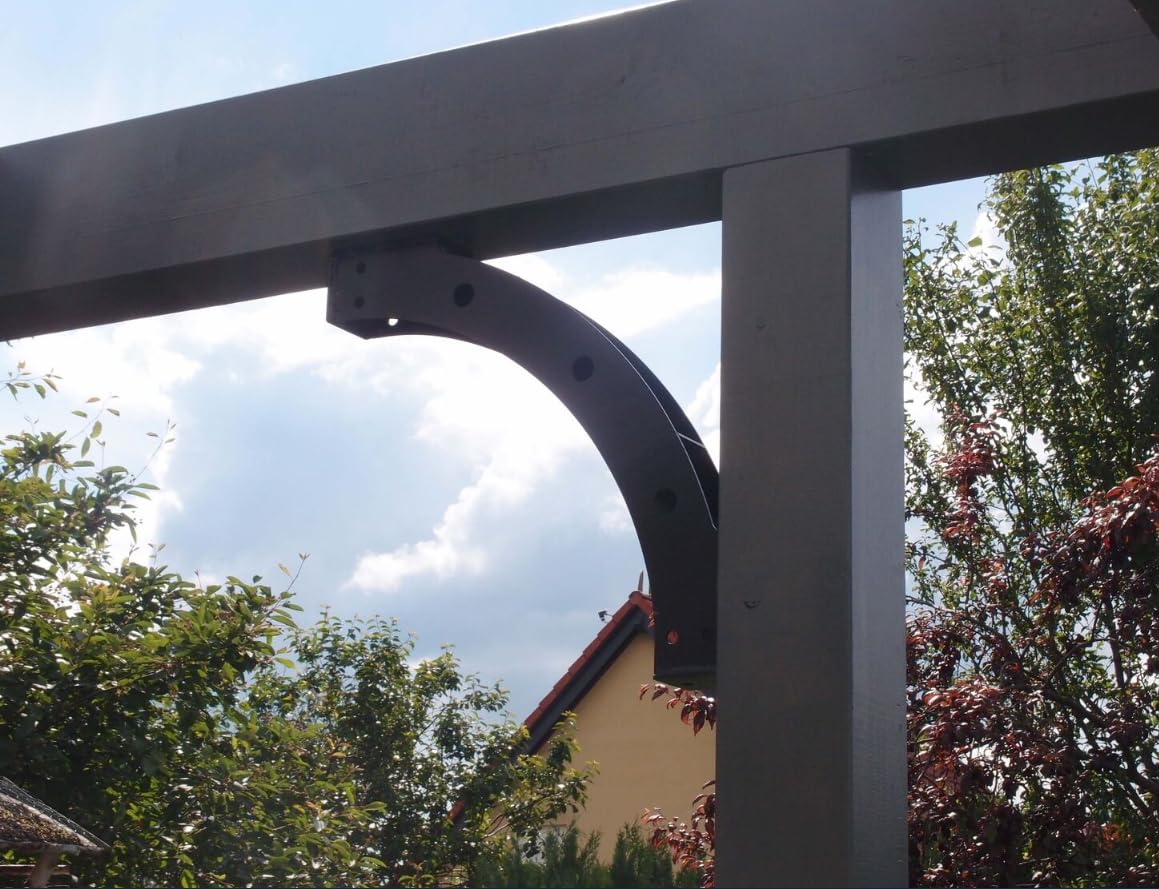 4 mm Dicke schwerlast Carport Verbinder, Balkenträger, Balkenverbinder, Holzverbinder, Eckverbinder, Pfostenverbinder schwarz aus Stahl - (A: 500 x B: 60)