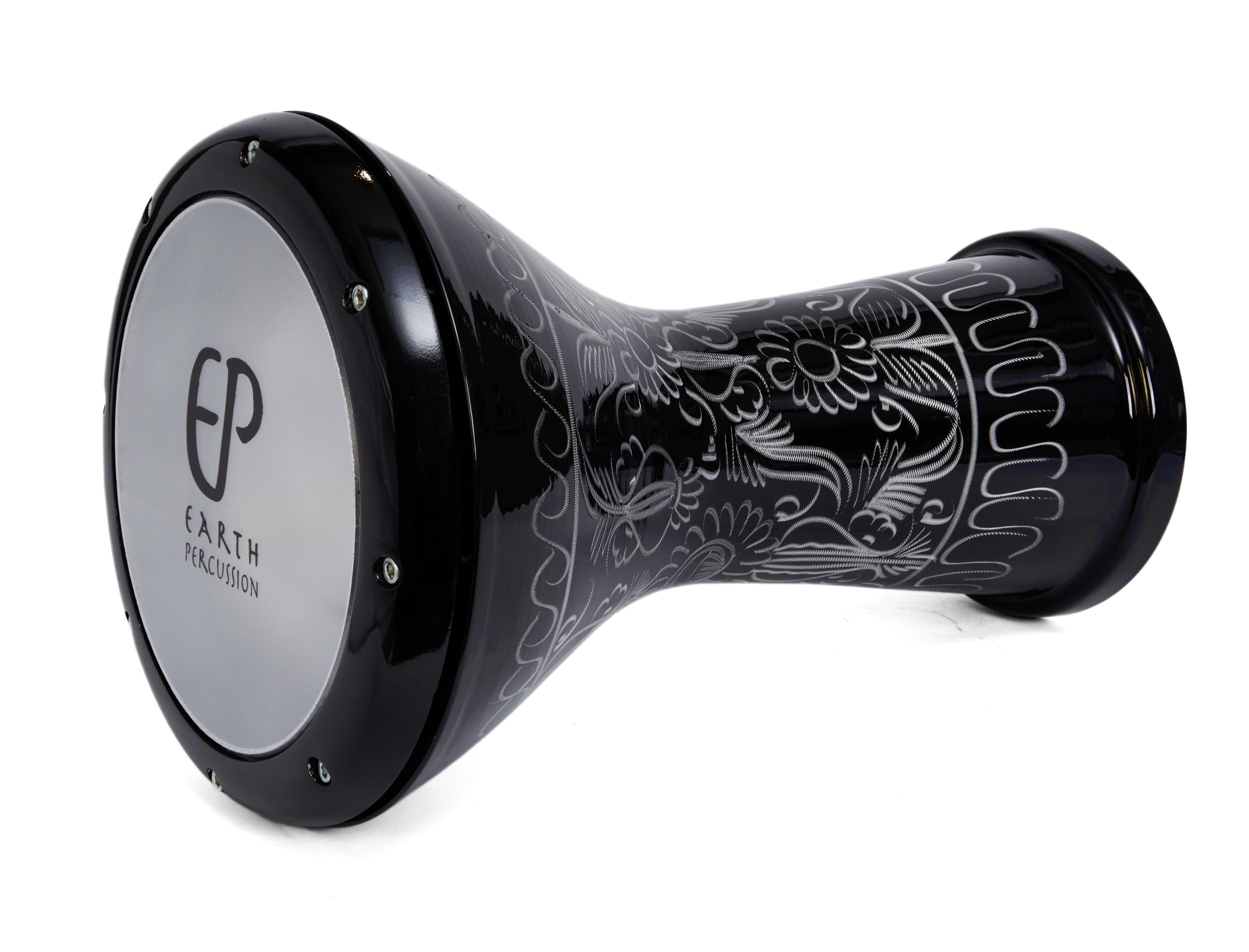Tambour Darbuka Doumbek gravé en arabe, rouge, tons profonds, étui souple, 2 kg