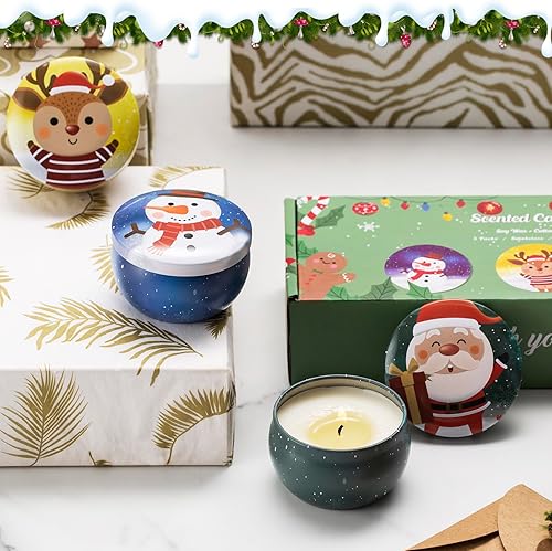 Miniatura 6 de Paquete de 3 velas perfumadas, velas de aromaterapia de 2.5 onzas, juego de velas de soja con tiempo de combustión de 72 horas, velas de Navidad,