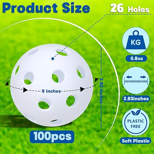 Vista 73 de Coopay Paquete de 12/50/100 pelotas de práctica de béisbol, bolas de entrenamiento de plástico, bolas de sóftbol huecas ligeras con una bolsa
