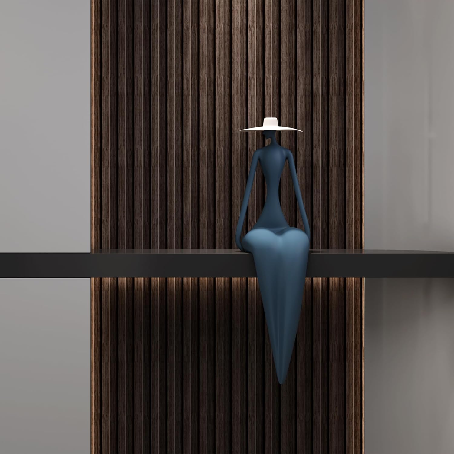 Peel and Stick PVC Slat Wall Panels, Wood Grain Self-Adhesive Soundproof Moisture-Resistant Paneling, 3D Faux Wood Panels for Bedroom Bathroom Walls & Ceilings 118"x15.75"(Dark Walnut,13Sq.ft)