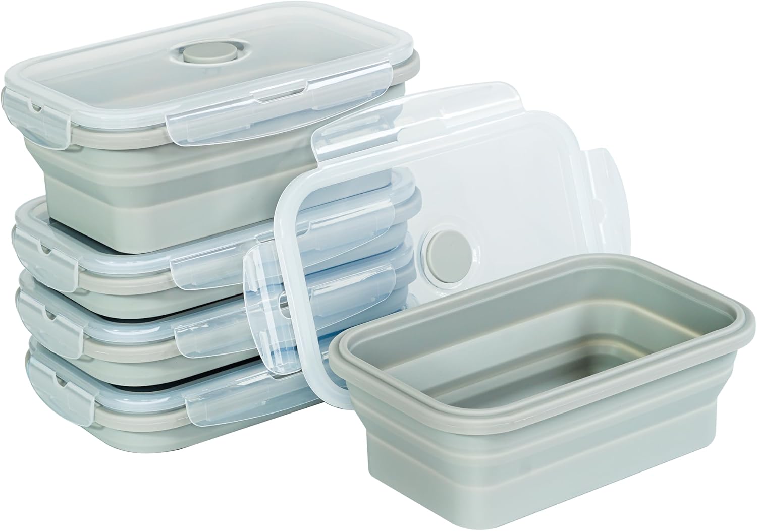 Plus 4 PSC Foldable Silicone Food Storage Containers 27oz(800ml) for Kitchen Storage for Leftovers Fruits and Meal Prep Dishwasher Safe Microwave Safe Ideal for Home and Travel(grey, 27OZ) Plus 4 PSC Foldable Silicone Food Storage Containers 27oz(800ml) for Kitchen Storage for Leftovers Fruits and Meal Prep Dishwasher Safe Microwave Safe Ideal for Home and Travel(grey, 27OZ)