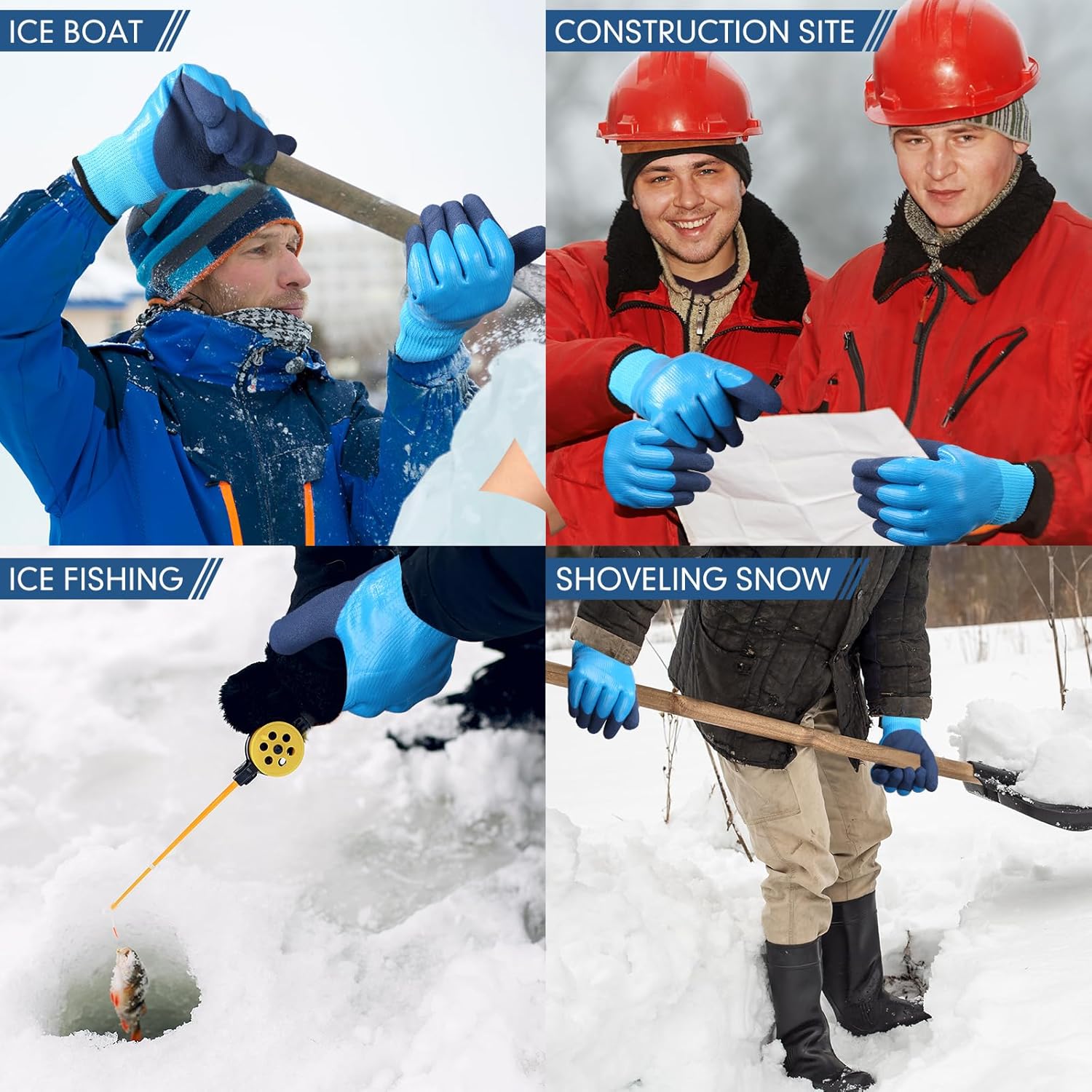 100 Pairs Waterproof Safety Winter Work Gloves with Grip for Men Plush Warmth Thickened Freezer Gloves Keep Hands Warm for Outdoor Cold Weather Work Below Zero Shoveling Snow, Ice Fishing - Image 7
