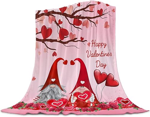 Miniatura 1 de Manta corta de franela de gnomo de felpa para el día de San Valentín, suave, cálida, acogedora, reversible, para cama, sofá, silla, diseño de