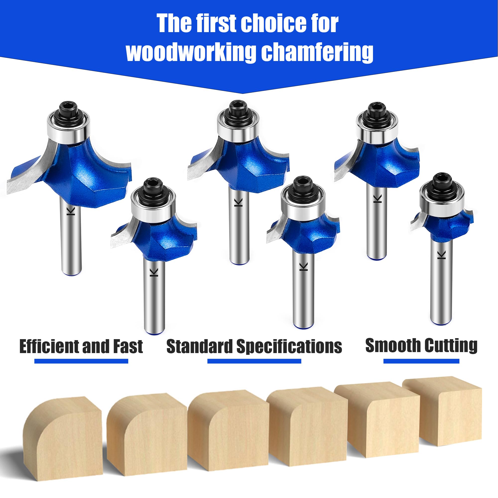 Roundover Router Bits - 6 Sizes for Woodworking -4