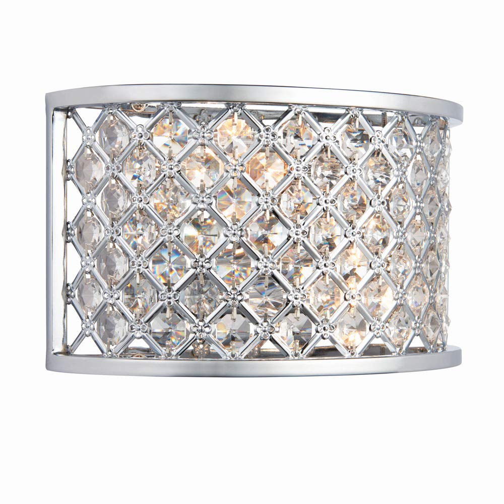National Lighting Tim Decorative Silver Chrome with Crystal Bead Detailing Wall Light Fixture for Dining Room Bedroom Living Room