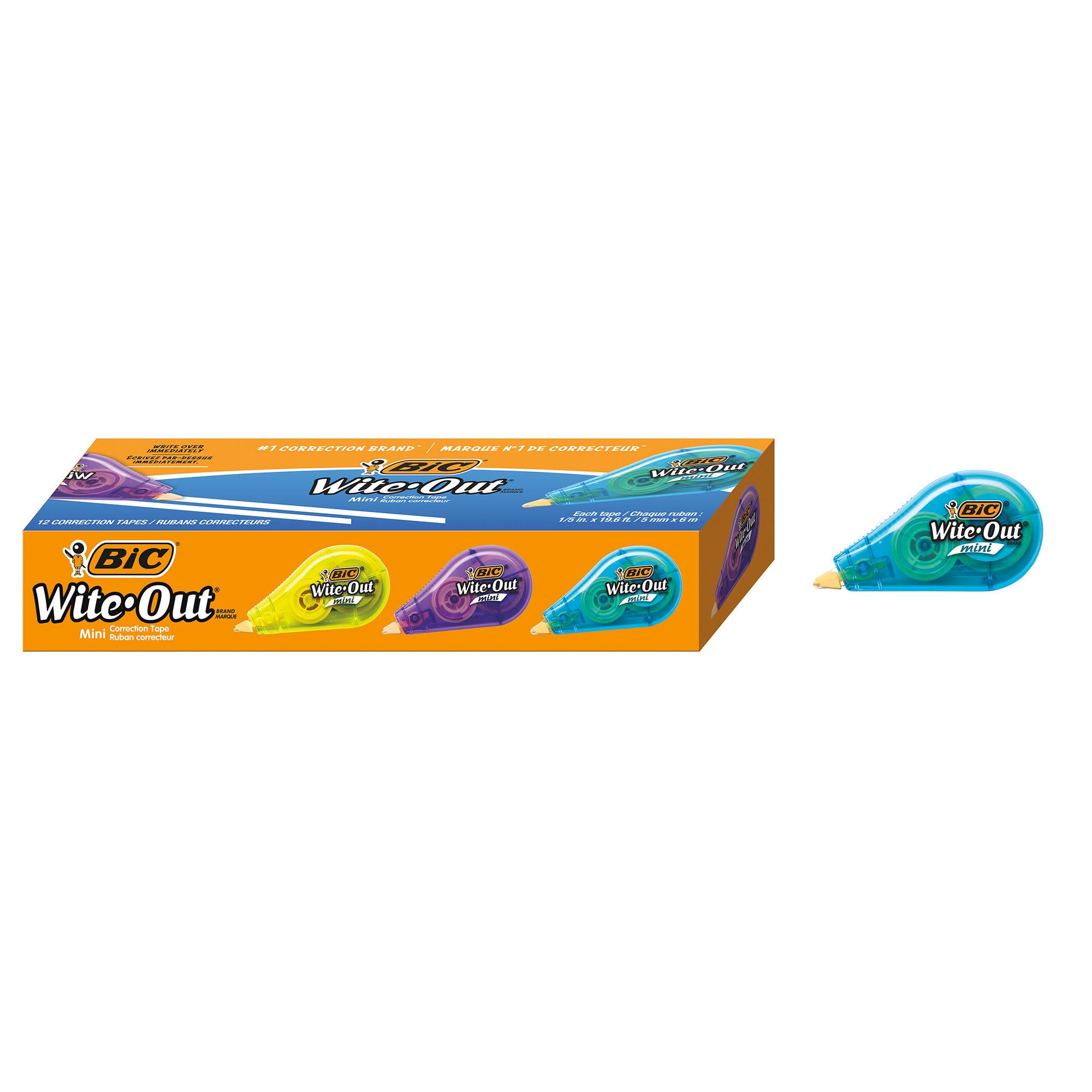 BIC Wite Out Mini-Korrekturband, Weiß, 12 Stück