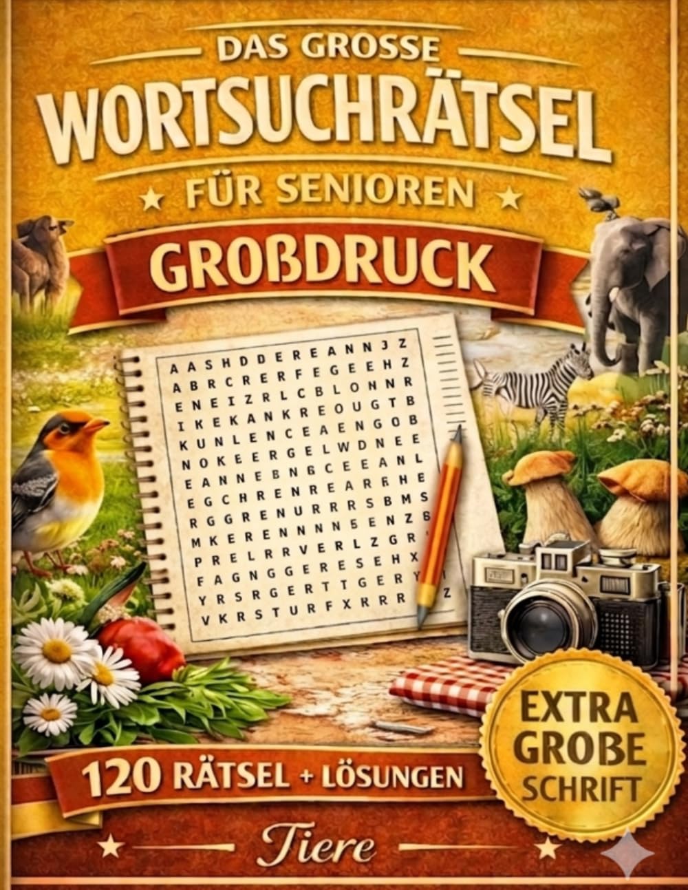 XXL Wortsuchrätsel für Senioren - Tiere Buch Großdruck: 120 tierische Rätsel für Erwachsene - Große Schrift, leicht lesbar, fördert Gedächtnis und Konzentration (MindPuzzle Themenwelt für Senioren)