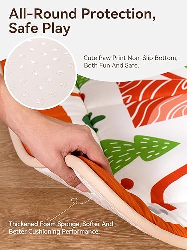 Miniatura 6 de TILLYOU Alfombrillas de juego para bebé, tapete de juego de 50 x 50 pulgadas, tapete de juego de espuma extra gruesa para bebés y niños pequeños,