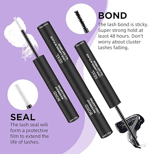 Miniatura 6 de Melakia - Kit de extensión de pestañas reutilizable, banda delgada, 144 unidades, kit de extensión de pestañas esponjosas con enlace de pestañas y