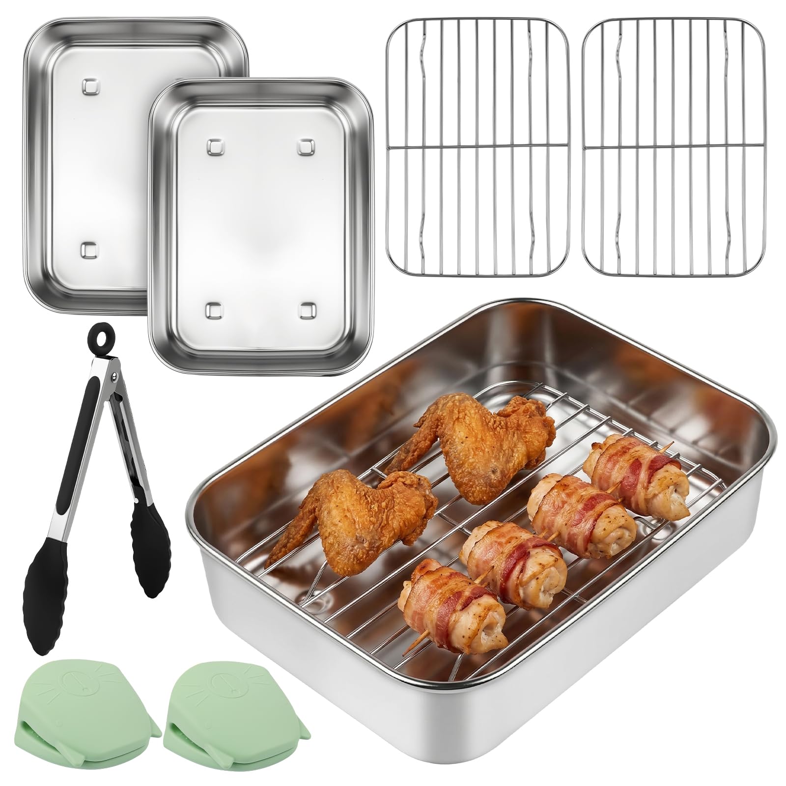 Recipiente air fryer,Accesorio para freidora de aire,bandeja air fryer acero inoxidable 304, compatible con Ninja 7,6L/ 9,5L/ 10,4L AF400EU/AF451EU/AF500EU/DZ400EU, apta para lavavajillas
