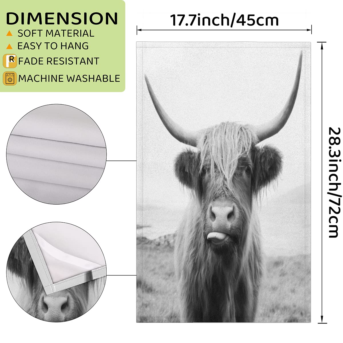 Asciugamano Regalo Con Mucca Delle Highland - 40x60 Cm, Morbido E Assorbente, Per Cucina E Bagno
