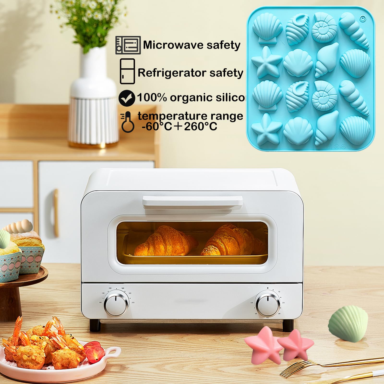 3 Pcs Chocolate Seashell Mold, Ocean Themed Seashell Silica Gel Mold Suitable for Craft Baking, Chocolate Candy Resin and Soap Making, DIY Home Decoration and Gift Making Projects(Three Colors) - Image 6